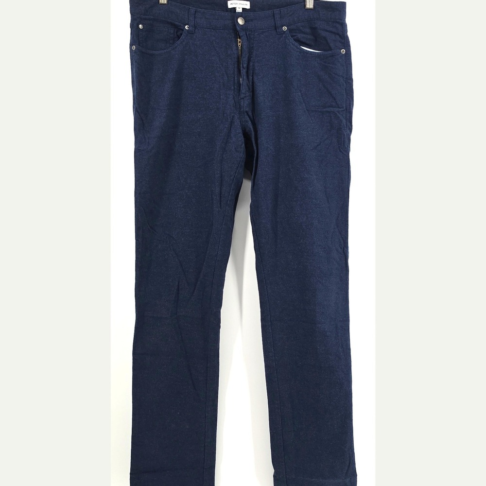 Peter Millar Mens 36 Navy Mountainside Flannel Cotton 5-Pocket Pants MF23B01